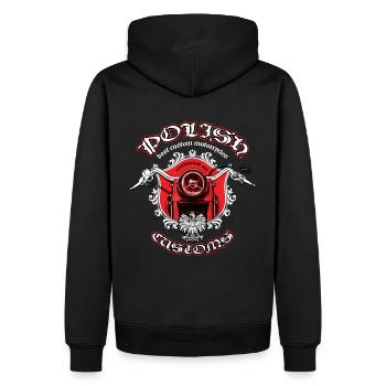 Motorradmuster Polnischer Zoll - Männer Premium Bio Hoodie - Schwarz - Hinten - Nico (187cm)