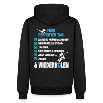 Fallschirmspringen/Fallschirmspringer/Fallschirm - Männer Premium Bio Hoodie - Schwarz - Hinten - Nico (187cm)