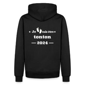 Je vais être tonton2024 - Sweat à capuche Premium bio Homme - noir - Dos - Nico (187cm)