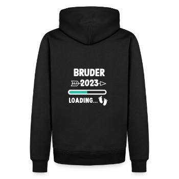 Ich werde Bruder 2023 - Männer Premium Bio Hoodie - Schwarz - Hinten - Nico (187cm)