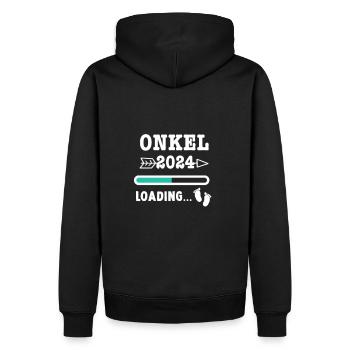 Ich werde Onkel 2023/ Werdender Onkel 2023 - Männer Premium Bio Hoodie - Schwarz - Hinten - Nico (187cm)