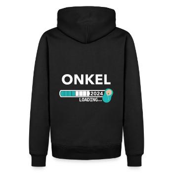 Ich werde Onkel 2023/ Werdender Onkel 2023 - Männer Premium Bio Hoodie - Schwarz - Hinten - Nico (187cm)