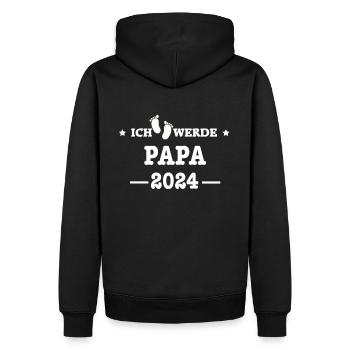 Papa 2024 loading -Für werdende Papas - Männer Premium Bio Hoodie - Schwarz - Hinten - Nico (187cm)