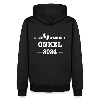 Ich werde Onkel 2023/ Werdender Onkel 2023 - Männer Premium Bio Hoodie - Schwarz - Hinten - Nico (187cm)