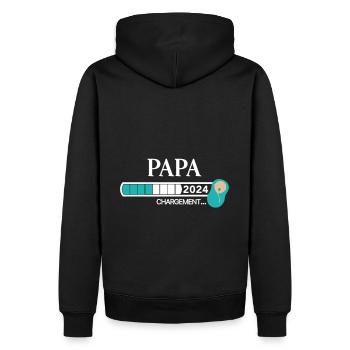 Papa 2024 Chargement... - Sweat à capuche Premium bio Homme - noir - Dos - Nico (187cm)