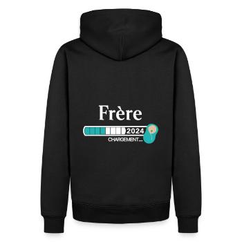 Frère 2024 Chargement... - Sweat à capuche Premium bio Homme - noir - Dos - Nico (187cm)