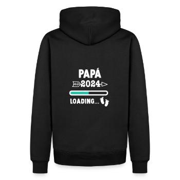 Papa 2024 loading -Für werdende Papas - Männer Premium Bio Hoodie - Schwarz - Hinten - Nico (187cm)