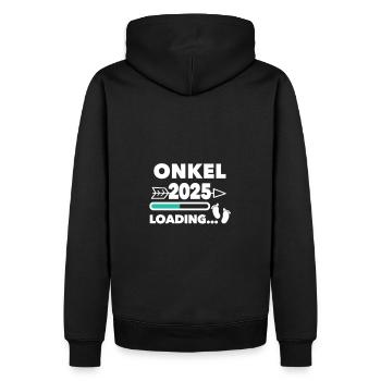 Onkel 2025 - Männer Premium Bio Hoodie - Schwarz - Hinten - Nico (187cm)