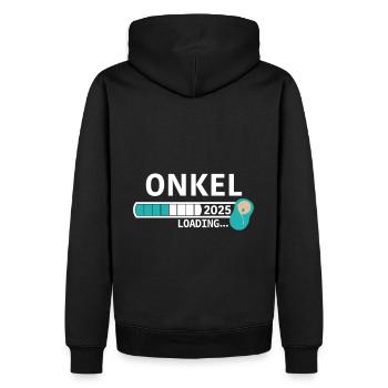 Onkel 2025 - Männer Premium Bio Hoodie - Schwarz - Hinten - Nico (187cm)