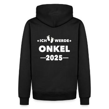 Ich werde Onkel 2025 - Männer Premium Bio Hoodie - Schwarz - Hinten - Nico (187cm)
