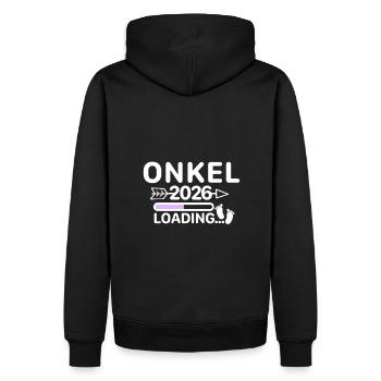 Onkel 2026 - Männer Premium Bio Hoodie - Schwarz - Hinten - Nico (187cm)