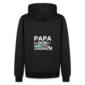 Papa 2026 Babyfüße - Männer Premium Bio Hoodie - Schwarz - Hinten - Nico (187cm)