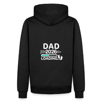 Dad 2026 Babyfüße - Männer Premium Bio Hoodie - Schwarz - Hinten - Nico (187cm)