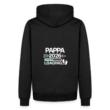 Pappa 2026 Pieds de Bébé Norvégien - Sweat à capuche Premium bio Homme - noir - Dos - Nico (187cm)