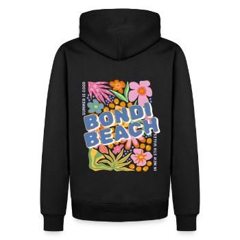 Der Sommer in Bondi Beach ist gut in Australien - Männer Premium Bio Hoodie - Schwarz - Hinten - Nico (187cm)