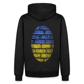 Ukraine PEACE FLAGGE FAHNE - Männer Premium Bio Hoodie - Schwarz - Hinten - Nico (187cm)