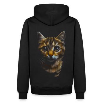 Süße kleine Katze Tiger - Männer Premium Bio Hoodie - Schwarz - Hinten - Nico (187cm)