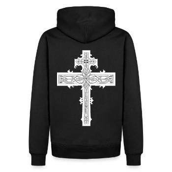 Croix DIEU - Sweat à capuche Premium bio Homme - noir - Dos - Nico (187cm)