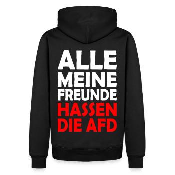 Tous mes amis détestent l’AfD - Sweat à capuche Premium bio Homme - noir - Dos - Nico (187cm)