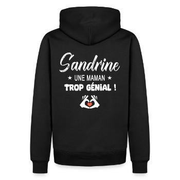 Sandrine Cadeau pour une maman génial - Sweat à capuche Premium bio Homme - noir - Dos - Nico (187cm)