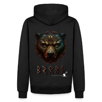 Bear Face - Björn in Futhark Runes - Men’s Premium Organic Hoodie - black - Back - Nico (187cm)