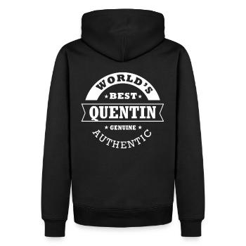 Quentin Der beste personalisierte Name der Welt Quentin - Männer Premium Bio Hoodie - Schwarz - Hinten - Nico (187cm)