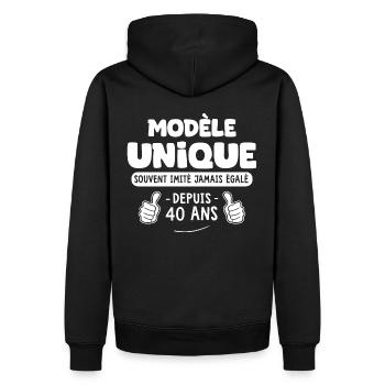 anniversaire 40 ans modèle unique depuis 40 ans - Sweat à capuche Premium bio Homme - noir - Dos - Nico (187cm)