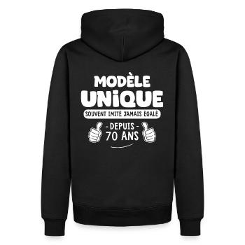 anniversaire 70 ans modèle unique depuis 70 ans - Sweat à capuche Premium bio Homme - noir - Dos - Nico (187cm)
