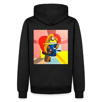 Fac3 2 - Men’s Premium Organic Hoodie - black - Back - Nico (187cm)