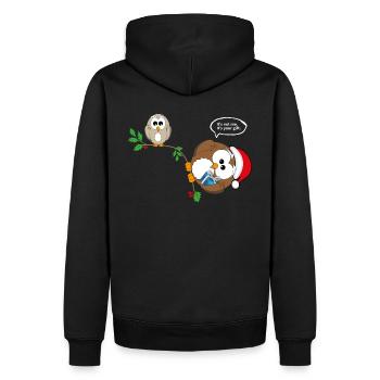 Weihnachten Eule Weihnachtsgeschenk Geschenk - Männer Premium Bio Hoodie - Schwarz - Hinten - Nico (187cm)