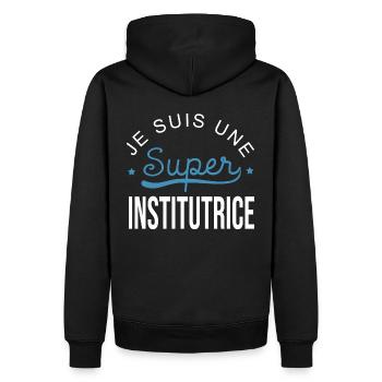 Super institutrice maîtresse - Sweat à capuche Premium bio Homme - noir - Dos - Nico (187cm)