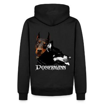 Dobermann, visage de chien, tête de chien, chien, chien - Sweat à capuche Premium bio Homme - noir - Dos - Nico (187cm)