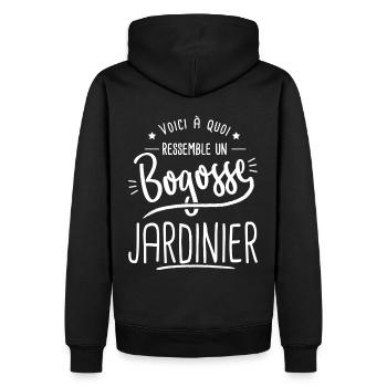 jardinier jardin bogosse jardinier jardin T shirt - Sweat à capuche Premium bio Homme - noir - Dos - Nico (187cm)