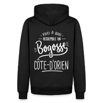 Côte d'Or bogosse Côte d'Orien Cadeau humour - Sweat à capuche Premium bio Homme - noir - Dos - Nico (187cm)