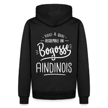 Ain bogosse Aindinois Cadeau humour ain - Sweat à capuche Premium bio Homme - noir - Dos - Nico (187cm)