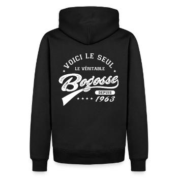 1963 anniversaire né en 1963 bogosse 60 ans - Sweat à capuche Premium bio Homme - noir - Dos - Nico (187cm)