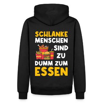 Schlanke Menschen sind zu dumm zum Essen Lustig - Männer Premium Bio Hoodie - Schwarz - Hinten - Nico (187cm)