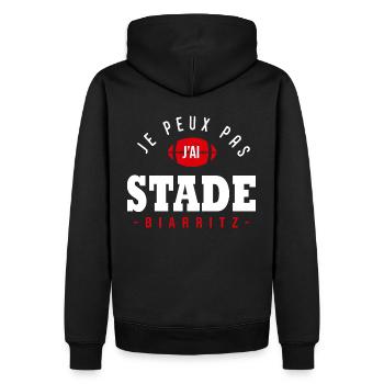 J peux pas j ai Stade humour club rugby Biarritz - Sweat à capuche Premium bio Homme - noir - Dos - Nico (187cm)