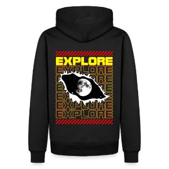 SPACE Explorer - Men’s Premium Organic Hoodie - black - Back - Nico (187cm)
