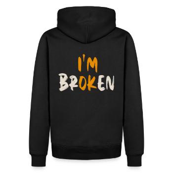 I'm OK. I'm broken. (I'm Broken) - Men’s Premium Organic Hoodie - black - Back - Nico (187cm)