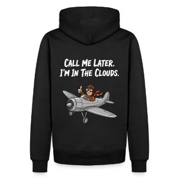 Pilote dans l’avion : conception du slogan « Dans les nuages » - Sweat à capuche Premium bio Homme - noir - Dos - Nico (187cm)