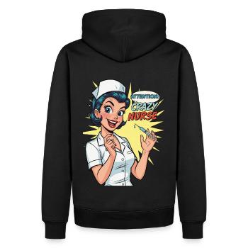 Drôle d’infirmière rétro avec seringue - Sweat à capuche Premium bio Homme - noir - Dos - Nico (187cm)