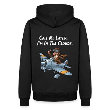 Funny Pilot: I'm in the clouds! - Men’s Premium Organic Hoodie - black - Back - Nico (187cm)
