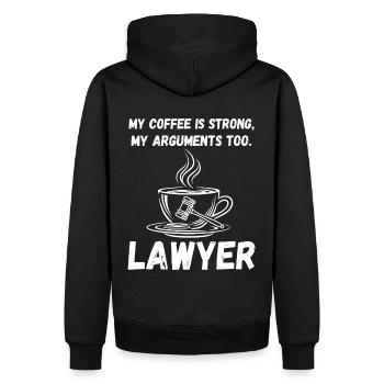 Starker Kaffee, starke Argumente - Anwalt Power! - Männer Premium Bio Hoodie - Schwarz - Hinten - Nico (187cm)