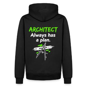 Architect always has a plan – Funny saying - Men’s Premium Organic Hoodie - black - Back - Nico (187cm)