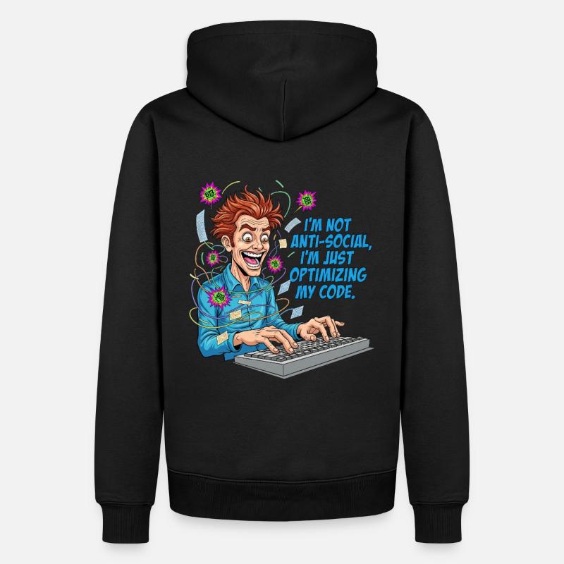 Code Optimizer: Anti-social? Just coding! - Men’s Premium Organic Hoodie - black