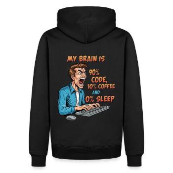 0% Schlaf: Code & Kaffee Power! - Männer Premium Bio Hoodie - Schwarz - Hinten - Nico (187cm)