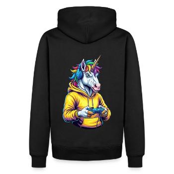 Unicorn Gamer : Votre Chemise de Rêve Gamer - Sweat à capuche Premium bio Homme - noir - Dos - Nico (187cm)