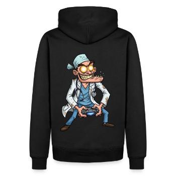 Mad Doctor Gamer | Gambles jour et nuit - Sweat à capuche Premium bio Homme - noir - Dos - Nico (187cm)