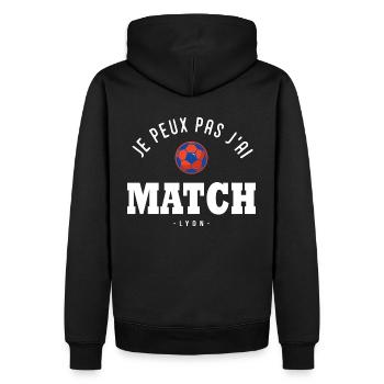 Je peux pas j ai Match football Lyon - Sweat à capuche Premium bio Homme - noir - Dos - Nico (187cm)